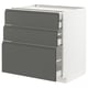 METOD / MAXIMERA Base cabinet w 3 fronts/4 drawers, white/Voxtorp dark grey, 80x60x80 cm