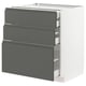 METOD / MAXIMERA Base cabinet w 3 fronts/4 drawers, white/Voxtorp dark grey, 75x60x80 cm
