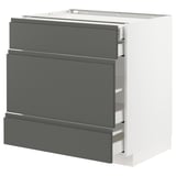 METOD / MAXIMERA Base cabinet w 3 fronts/4 drawers, white/Voxtorp dark grey, 80x60x80 cm