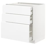 METOD / MAXIMERA Base cabinet w 3 fronts/4 drawers, white/Voxtorp high-gloss/white, 80x60x80 cm