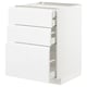 METOD / MAXIMERA Base cabinet w 3 fronts/4 drawers, white/Voxtorp high-gloss/white, 60x60x80 cm