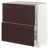 METOD / MAXIMERA Base cabinet with 2 drawers, white Askersund/dark brown ash effect, 80x41x80 cm