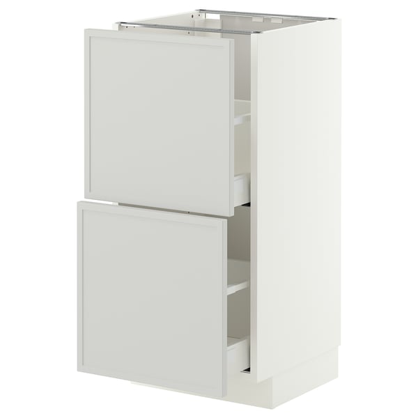 METOD / MAXIMERA Base cabinet with 2 drawers, white/Aspudden light grey, 40x41x80 cm