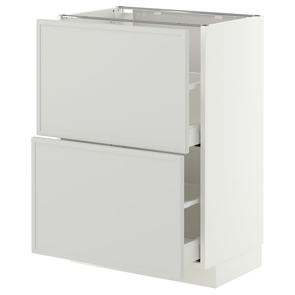 METOD / MAXIMERA Base cabinet with 2 drawers, white/Aspudden light grey, 60x41x80 cm