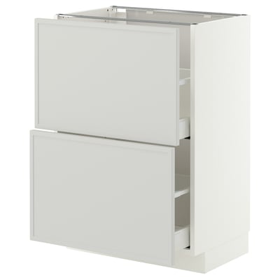 METOD / MAXIMERA Base cabinet with 2 drawers, white/Aspudden light grey, 60x41x80 cm