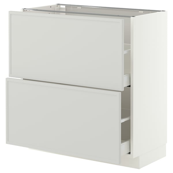 METOD / MAXIMERA Base cabinet with 2 drawers, white/Aspudden light grey, 80x41x80 cm