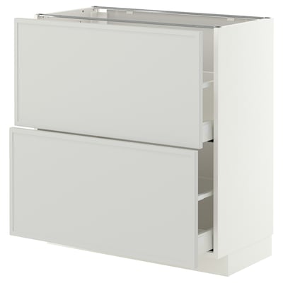 METOD / MAXIMERA Base cabinet with 2 drawers, white/Aspudden light grey, 80x41x80 cm