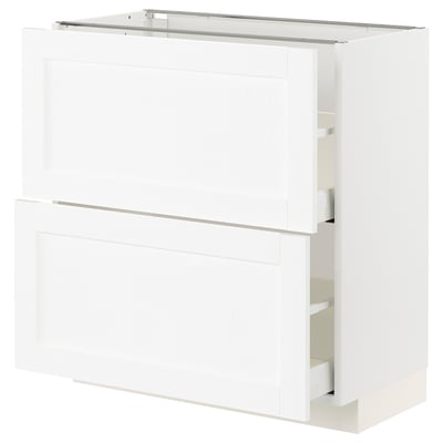 METOD / MAXIMERA Base cabinet with 2 drawers, white Enköping/white wood effect, 80x41x80 cm