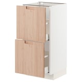 METOD / MAXIMERA Base cabinet with 2 drawers, white/Fröjered light bamboo, 40x41x80 cm