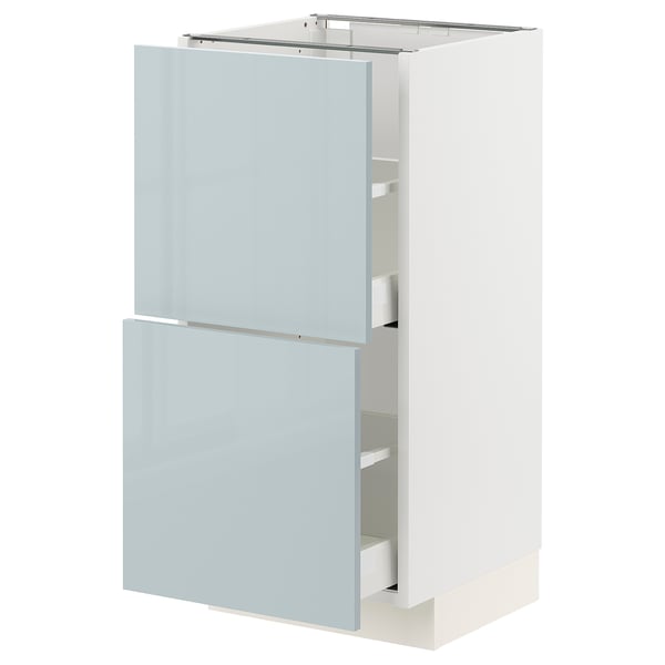 METOD / MAXIMERA Base cabinet with 2 drawers, white/Kallarp light grey-blue, 40x41x80 cm
