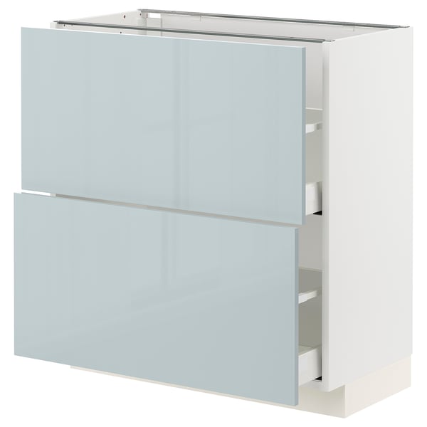 METOD / MAXIMERA Base cabinet with 2 drawers, white/Kallarp light grey-blue, 80x41x80 cm
