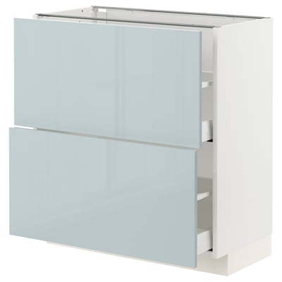 METOD / MAXIMERA Base cabinet with 2 drawers, white/Kallarp light grey-blue, 80x41x80 cm