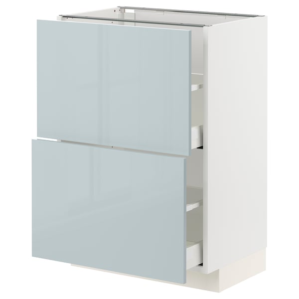 METOD / MAXIMERA Base cabinet with 2 drawers, white/Kallarp light grey-blue, 60x41x80 cm