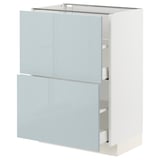 METOD / MAXIMERA Base cabinet with 2 drawers, white/Kallarp light grey-blue, 60x41x80 cm