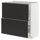 METOD / MAXIMERA Base cabinet with 2 drawers, white/Nickebo matt anthracite, 80x41x80 cm