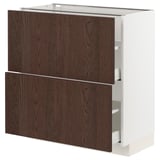 METOD / MAXIMERA Base cabinet with 2 drawers, white/Sinarp brown, 80x41x80 cm