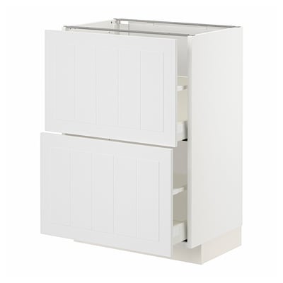METOD / MAXIMERA Base cabinet with 2 drawers, white/Stensund white, 60x41x80 cm