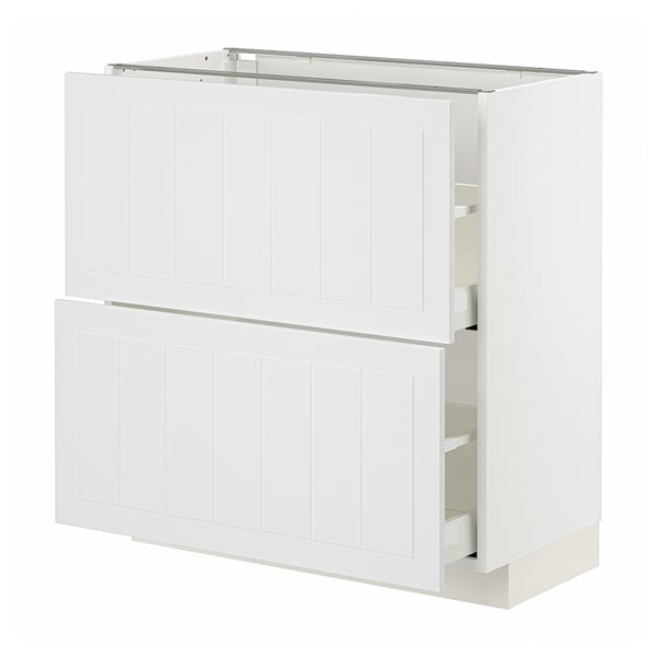 METOD / MAXIMERA Base cabinet with 2 drawers, white/Stensund white, 80x41x80 cm