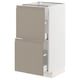 METOD / MAXIMERA Base cabinet with 2 drawers, white/Upplöv matt dark beige, 40x41x80 cm