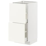 METOD / MAXIMERA Base cabinet with 2 drawers, white/Vallstena white, 40x41x80 cm