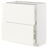 METOD / MAXIMERA Base cabinet with 2 drawers, white/Vallstena white, 80x41x80 cm