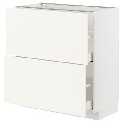 METOD / MAXIMERA Base cabinet with 2 drawers, white/Vallstena white, 80x41x80 cm