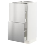 METOD / MAXIMERA Base cabinet with 2 drawers, white/Vårsta stainless steel, 40x41x80 cm