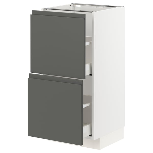 METOD / MAXIMERA Base cabinet with 2 drawers, white/Voxtorp dark grey, 40x41x80 cm