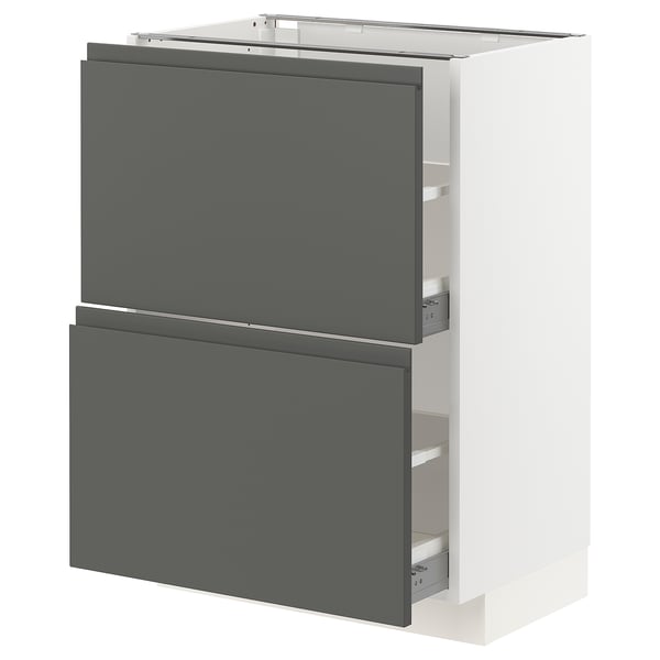 METOD / MAXIMERA Base cabinet with 2 drawers, white/Voxtorp dark grey, 60x41x80 cm