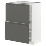 METOD / MAXIMERA Base cabinet with 2 drawers, white/Voxtorp dark grey, 60x41x80 cm