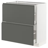 METOD / MAXIMERA Base cabinet with 2 drawers, white/Voxtorp dark grey, 80x41x80 cm