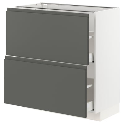 METOD / MAXIMERA Base cabinet with 2 drawers, white/Voxtorp dark grey, 80x41x80 cm