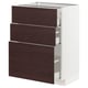 METOD / MAXIMERA Base cabinet with 3 drawers, white Askersund/dark brown ash effect, 60x41x80 cm
