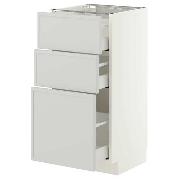 METOD / MAXIMERA Base cabinet with 3 drawers, white/Aspudden light grey, 40x41x80 cm
