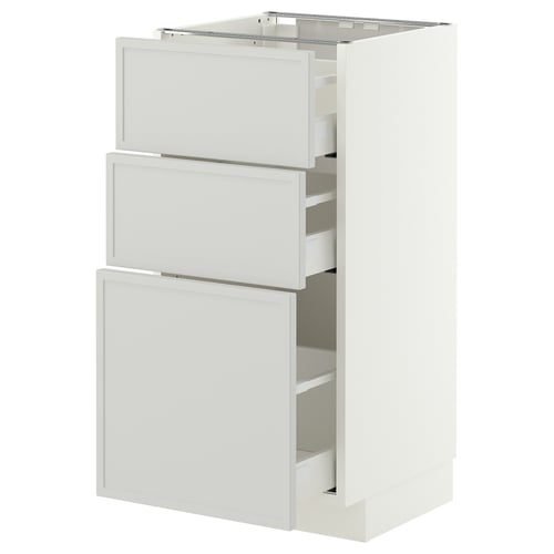 METOD / MAXIMERA Base cabinet with 3 drawers, white/Aspudden light grey, 40x41x80 cm