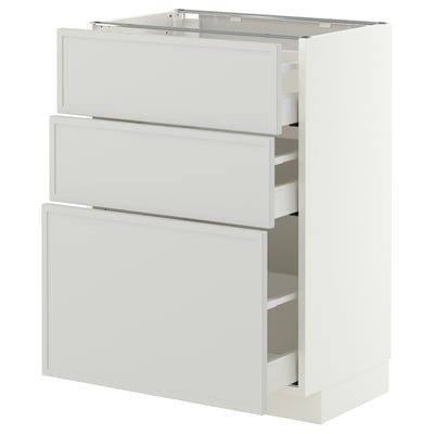 METOD / MAXIMERA Base cabinet with 3 drawers, white/Aspudden light grey, 60x41x80 cm