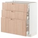 METOD / MAXIMERA Base cabinet with 3 drawers, white/Fröjered light bamboo, 80x41x80 cm