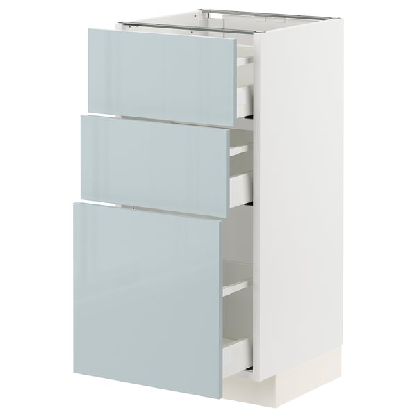 METOD / MAXIMERA Base cabinet with 3 drawers, white/Kallarp light grey-blue, 40x41x80 cm