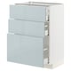 METOD / MAXIMERA Base cabinet with 3 drawers, white/Kallarp light grey-blue, 60x41x80 cm
