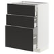 METOD / MAXIMERA Base cabinet with 3 drawers, white/Nickebo matt anthracite, 60x41x80 cm