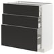 METOD / MAXIMERA Base cabinet with 3 drawers, white/Nickebo matt anthracite, 80x41x80 cm