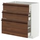 METOD / MAXIMERA Base cabinet with 3 drawers, white/Stensta dark brown ash veneer, 80x41x80 cm