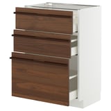METOD / MAXIMERA Base cabinet with 3 drawers, white/Stensta dark brown ash veneer, 60x41x80 cm