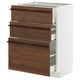 METOD / MAXIMERA Base cabinet with 3 drawers, white/Stensta dark brown ash veneer, 60x41x80 cm