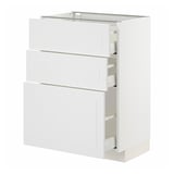 METOD / MAXIMERA Base cabinet with 3 drawers, white/Stensund white, 60x41x80 cm