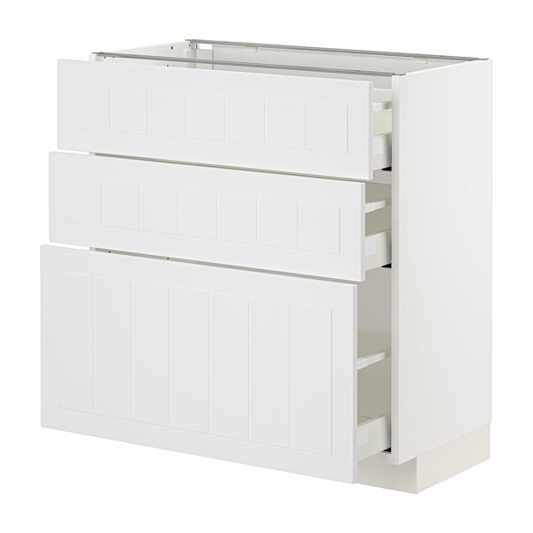 METOD / MAXIMERA Base cabinet with 3 drawers, white/Stensund white, 80x41x80 cm