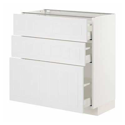 METOD / MAXIMERA Base cabinet with 3 drawers, white/Stensund white, 80x41x80 cm