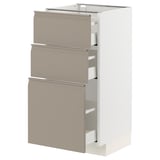 METOD / MAXIMERA Base cabinet with 3 drawers, white/Upplöv matt dark beige, 40x41x80 cm