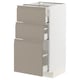 METOD / MAXIMERA Base cabinet with 3 drawers, white/Upplöv matt dark beige, 40x41x80 cm
