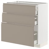 METOD / MAXIMERA Base cabinet with 3 drawers, white/Upplöv matt dark beige, 80x41x80 cm